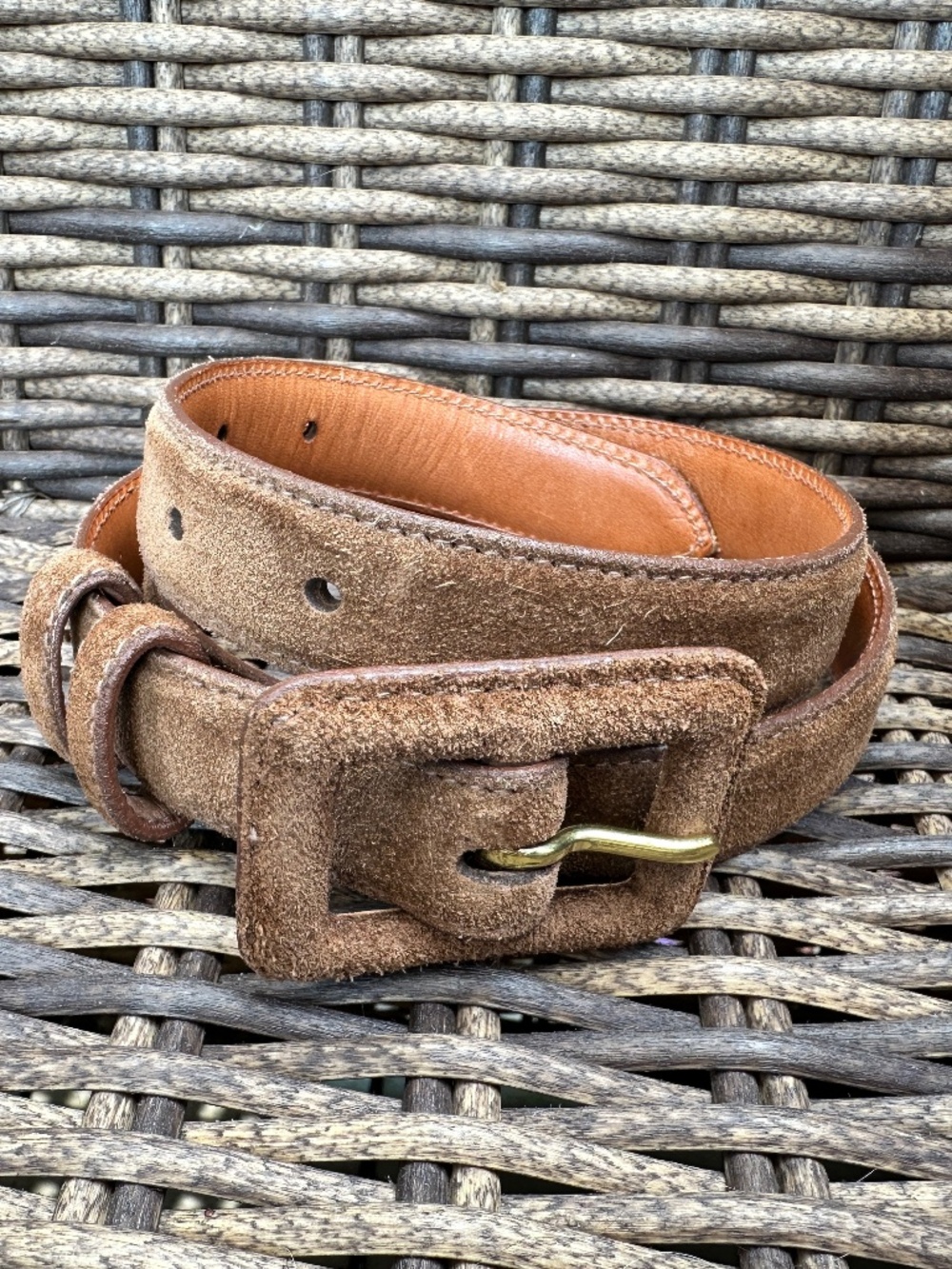 Polo Ralph Lauren Brown Suede Leather Belt Unisex Size 32 Made In USA Old Money - Picture 1 of 13